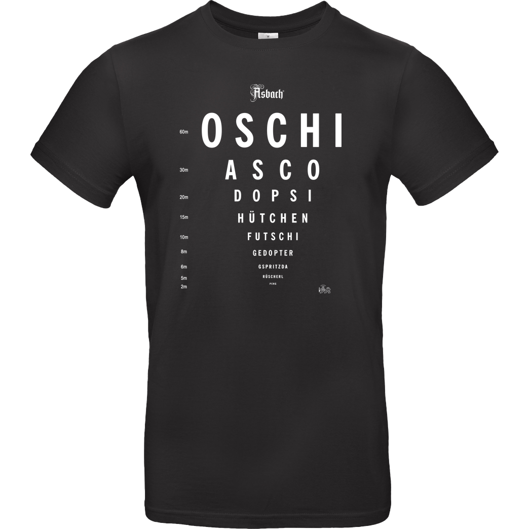 Asbach Asbach® - Sehtest T-Shirt B&C EXACT 190 - Schwarz