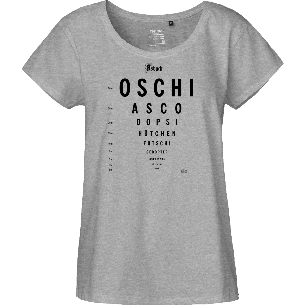 Asbach Asbach® - Sehtest T-Shirt Fairtrade Loose Fit Girlie - heather grey