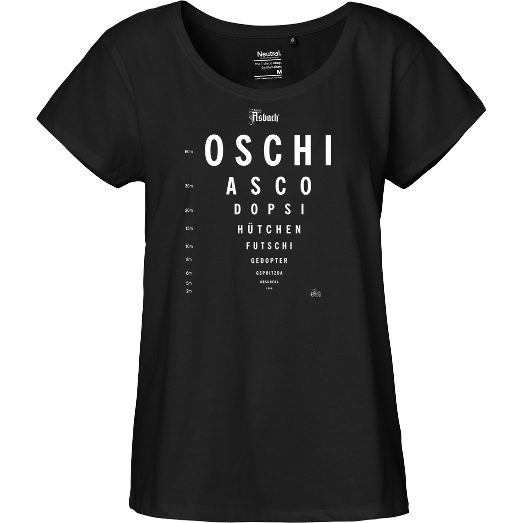 Asbach Asbach® - Sehtest T-Shirt Fairtrade Loose Fit Girlie - black