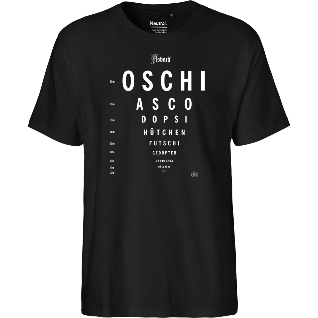 Asbach Asbach® - Sehtest T-Shirt Fairtrade T-Shirt - black